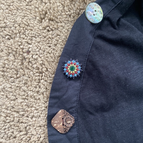 Soft Surroundings Black 100% Cotton Cardigan Beautiful Unique Button Front - Picture 4 of 6